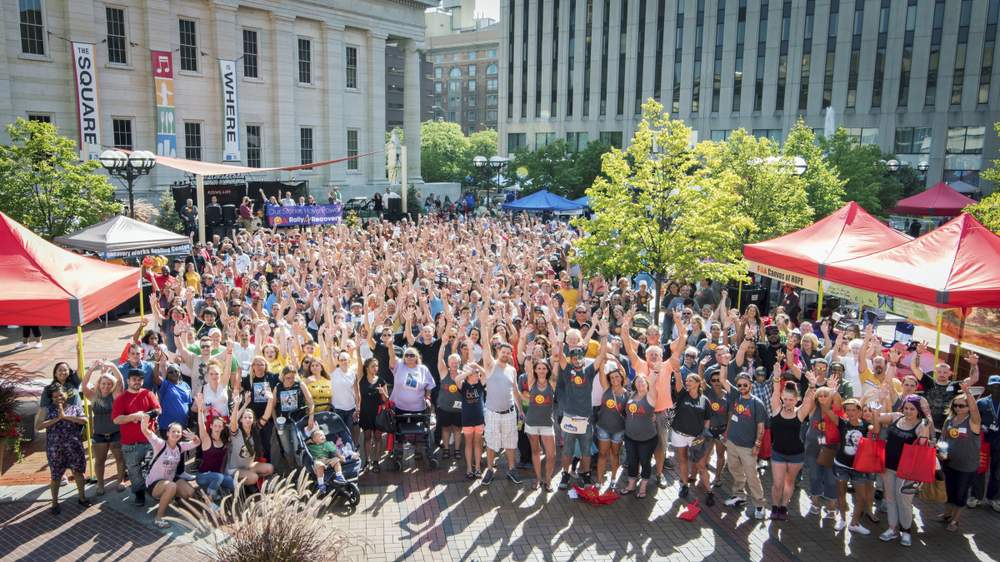 An estimated 2,500 people attended the 4th Annual Families of Addicts Rally 4 Recovery on Aug. 27, 2017 at Courthouse Square in downtown Dayton. The rally provided messages of hope surrounding the opioid crisis. CONTRIBUTED PHOTO BY ANDY GRIMM