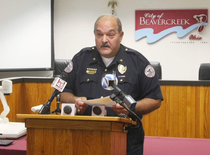 Beavercreek police Chief Dennis Evers, pictured, and Officer Sean Williams face a civil wrongful death lawsuit filed by the Crawford family. TIM CHESNUT / STAFF